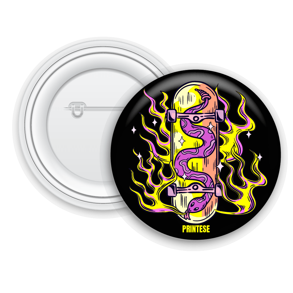 Snake Skateboard Button Badge